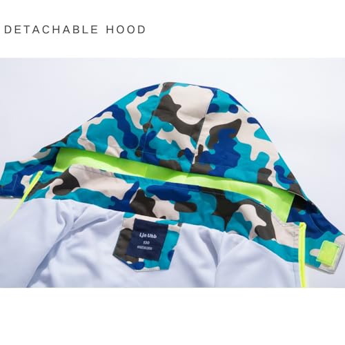 Image of Boys Rain Jacket with Detachable Hood Lightweight Raincoats for Kids