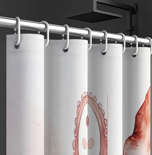 Rideau de douche 180x200 cm en polyester imperméable lavable avec 12 crochets - 6
