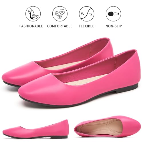 Image of Hash Bubbie Women's Flats Shoes Ballet Flats Dress Shoes Comfortable PU Leather Slip on Shoes for Women
