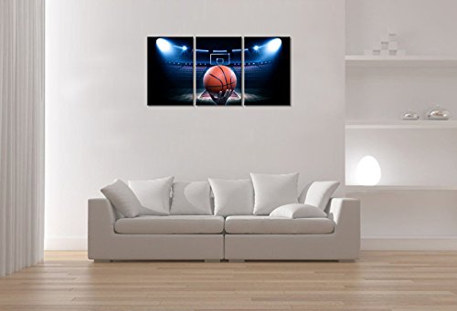 Kolo Wall Art 3 Pieces Canvas Wall Art A Big Hand Take A New Basketball At Basketball Field Sport Modern Home Decor Stretched And Framed For Boys Room Ready To Hang 16"X24"X3 Panels #TOP2