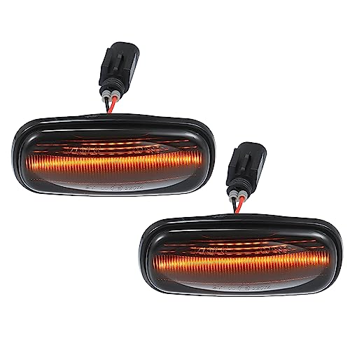 A ABSOPRO LED Side Marker Repeater Sequential Flowing Turn Signal Light XGB000030 for Land Rover Freelander 2002 Plastic Smoked Lens Amber Light (Set of 2)