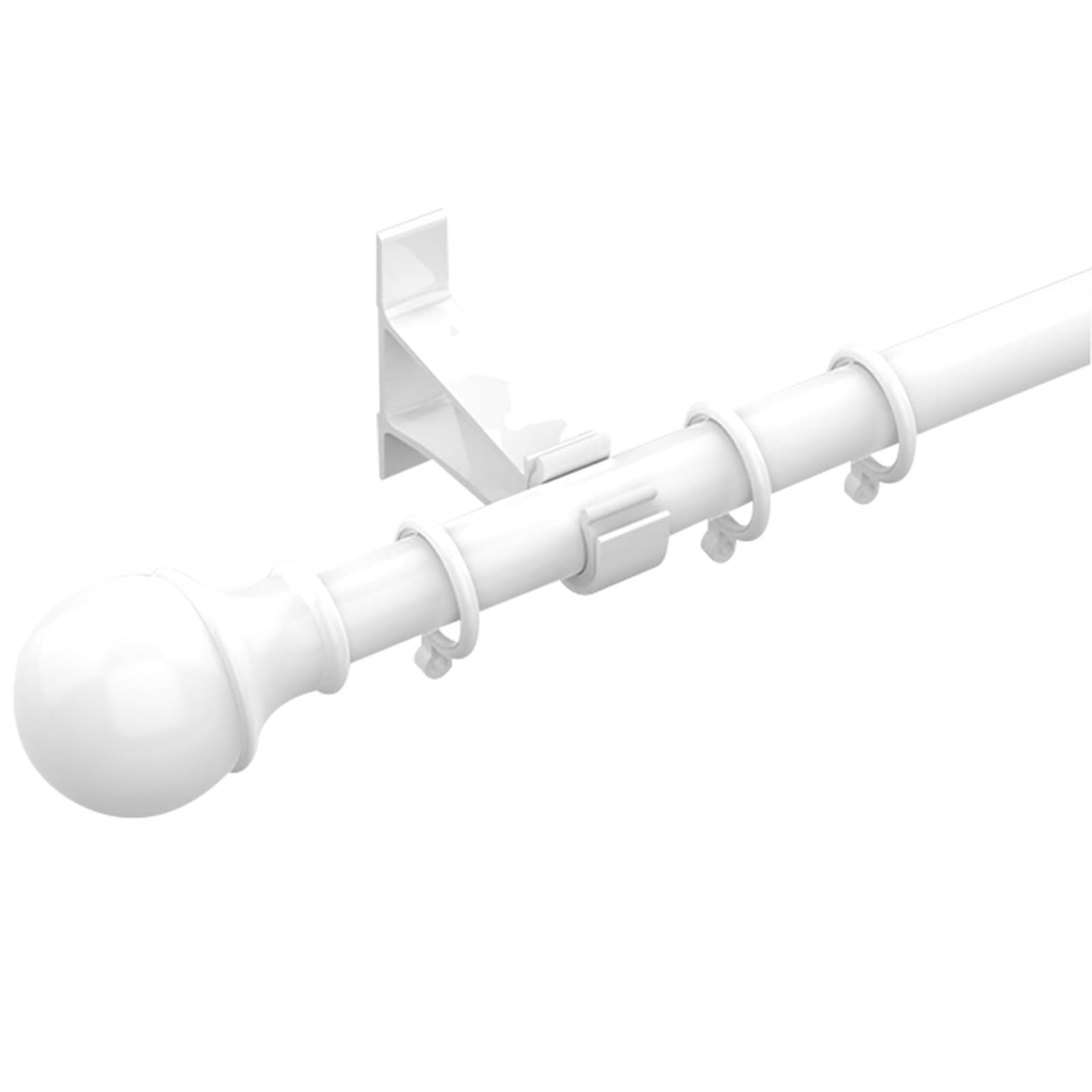 Gardinenstange mit Runden Endstücken Robust und Einfach zu Bedienen Gardinenstangen für Schlafzimmer Wohnzimmer(White,390cm/12.8ft)