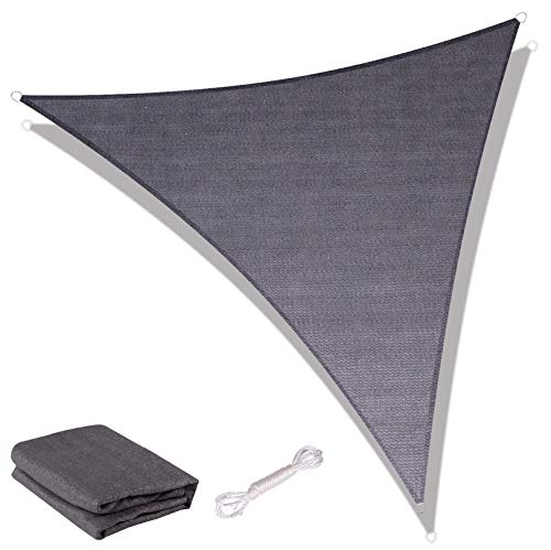 SUNNY GUARD Toldo Vela de Sombra Triangular 3x3x3m HDPE Transpirable protección UV para Patio, Exteriores, Jardín, Color Antracita