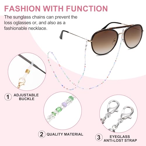 Image of uxcell Eyeglass Chains for Women, Eyeglass Holder Bead Chains Adjustable Sunglasses Lanyards Holder Chains for Glass