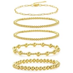 5Pcs Gold Chain+Beads