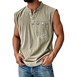 Meine Bestellungen Ärmellose Henley Glitzer Top Weiße Tshirts Herren Tshirt Männer Trachtenhemd Hemden Lila Festival Outfit Poloshirt Herren Mit Brusttasche Schwarz Sommer Kleidung Khaki,XXL