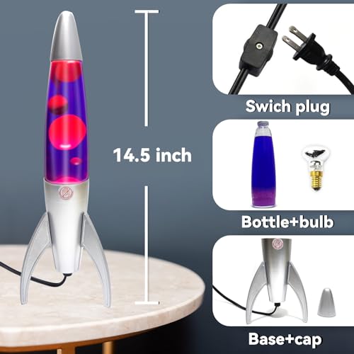 Image of Liquid Motion Lamp with Purple and Pink Wax, 14.5 Inch Original Magma Cool Night Light Home Bedroom Office Decoration for Adults