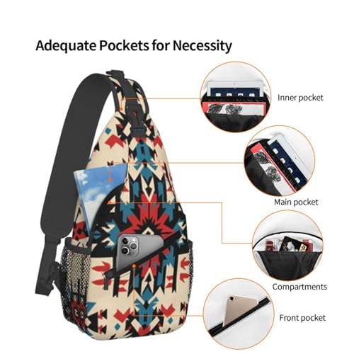 Image of Crossbody Bag Sling Bag Backpack Chest Bags Shoulder Bag for Women Men Aztec-Native-American