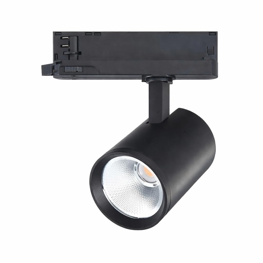 Faretto LED per Binario Trifase 30W Orientabile Nero, 3250 Lumen, Fascio 38°, Luce Calda 3000K, Illuminazione Professionale per Negozi e Showroom (Luce Calda 3000K)