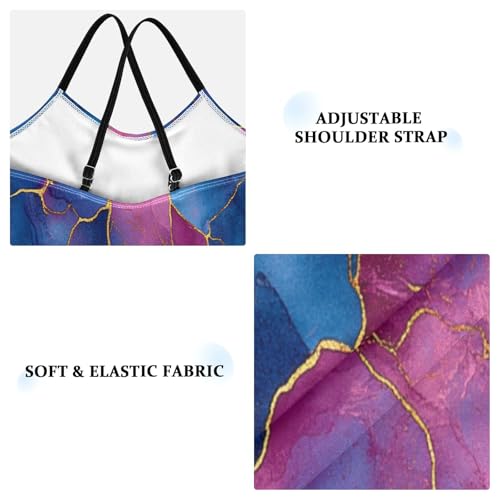 KLL Girls Swimsuits 1-Piecing Beach Swimwear Girls Bathing Suits 4T Marble Royal Blue3