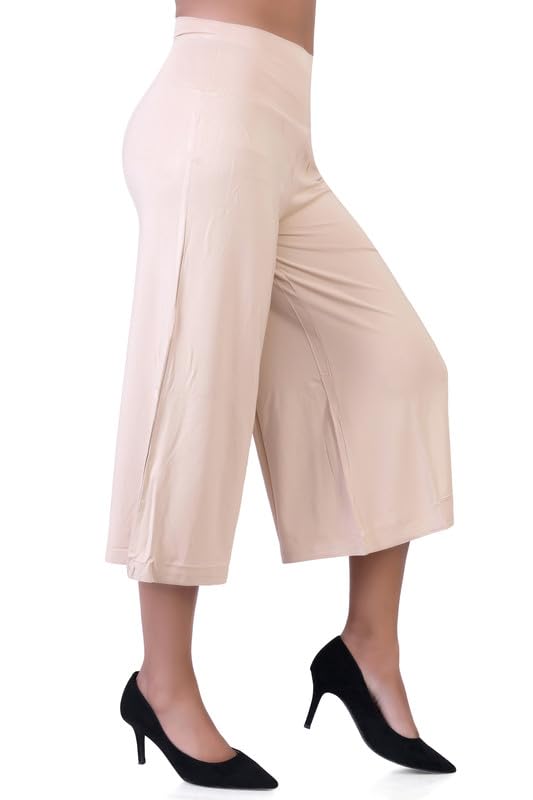 Image of Women's Viscose Calf-Length Palazzo Pants