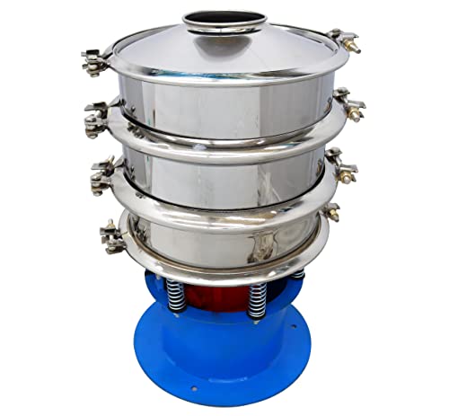 TECHTONGDA Electric Vibrating Sieve Screen Shaker Sifter Machine Stainless Steel for Powder Liquid Φ16inch with 20 100 Mesh Screen 2 Layers