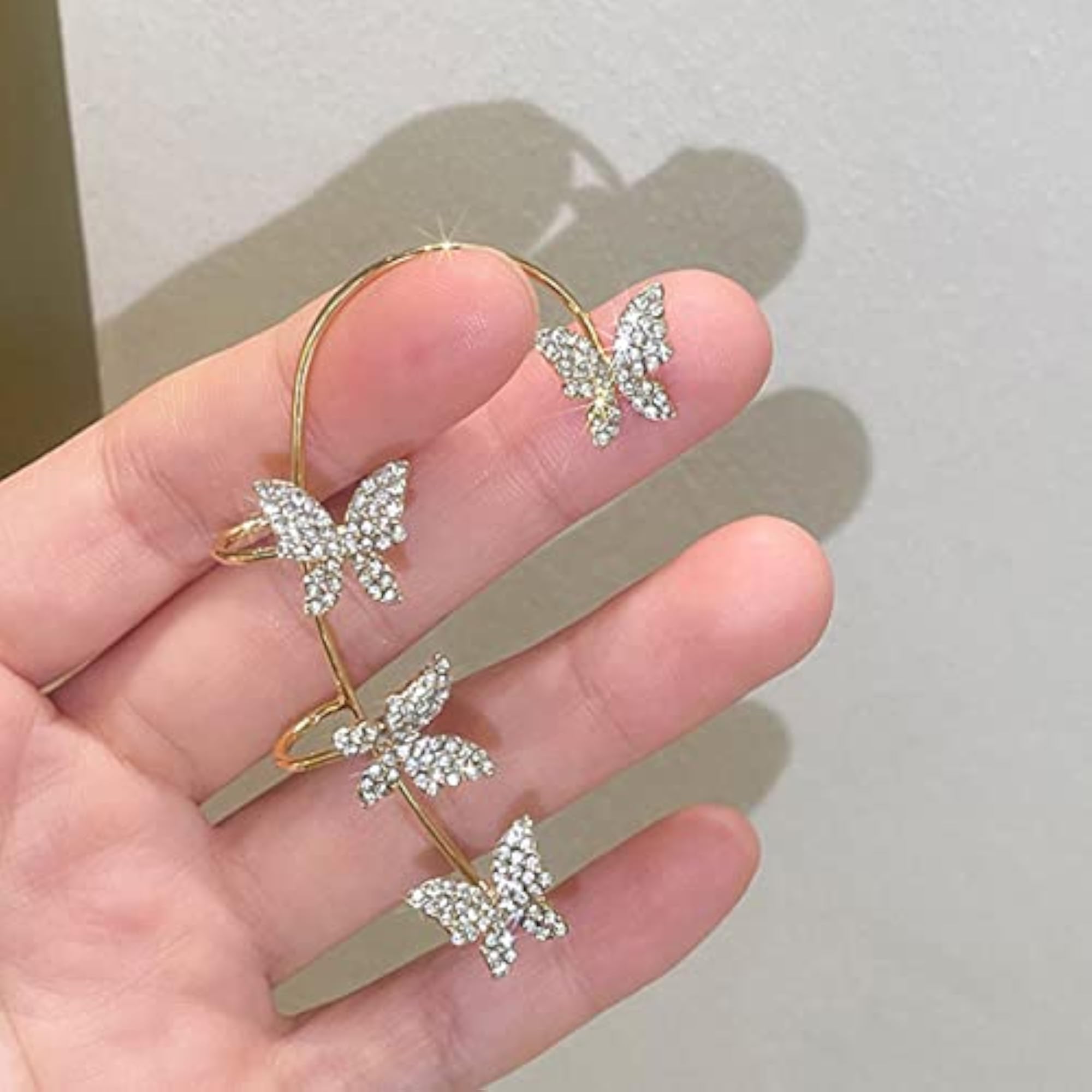 Plated Ear Cuffs Butterfly Stud Earrings