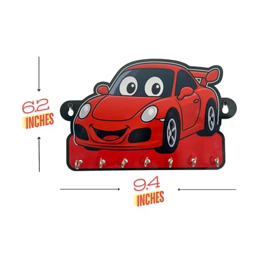 Image of Decorative Kids Car Key Holder - Lightweight Wall Hanging Organizer for Home & Office | Fun Modern Art for Bedroom, Living Room, Guest Room & Dining Area