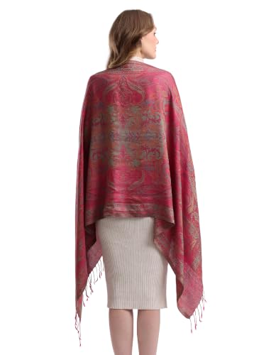 Image of KANI GOLD & JAMAWAR SILK SUPER SOFT FLORAL & PAISLEY PASHMINA STOLE SCARF