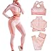 Produktbild Veriliss Damen 3teiliger Gym Trainingsanzug Nahtlose Laufbekleidung Fitness Kleidung Jogginganzug Reißverschluss Kapuzen Fitness Jogging Tennis LaufenRosaM