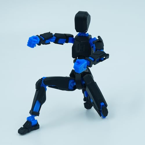 Image of Dummy 13 Action Figure Robot | Fully Articulated 3D Printed Robot Toy | 5.4-inch Collectible Figurine | Matte Finish| Unassembeled (Black-Blue)