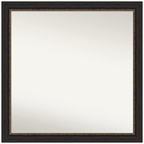 Amanti Art Bronze Wall Mirror 30x30 Accent Bronze Narrow Square Bathroom Mirror for Wall Decor Living Room, Large Traditional Frame, Hangs Horizonally and Vertically, Bathroom Decor, Non-Beveled Edge