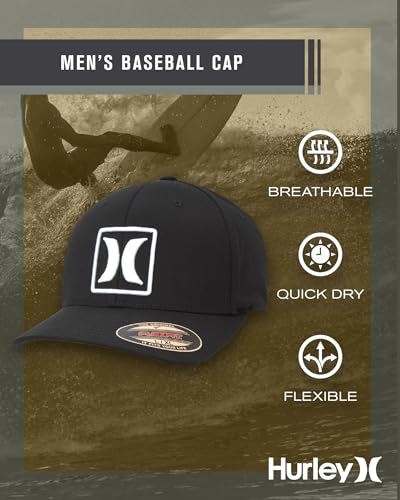 Image of Hurley Mens Reflect Icon Curved Brim Fitted Baseball Cap