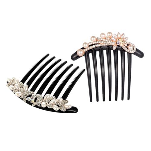 BESTonZON 2個 結婚式用パールラインストーンヘアコーム点 ブライダル髪飾り 華やかで上品な花嫁アクセサリー