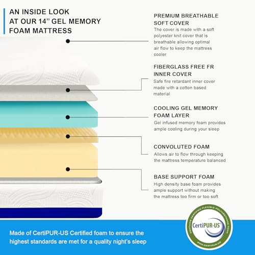 Image of Premium Split King Adjustable Bed with 14 Inch Copper Gel Memory Foam Sleep System, Massage, Zero Gravity, Anti-Snore, Programmable Memory Positions, USB, Underbed Lighting, Zero Clearance