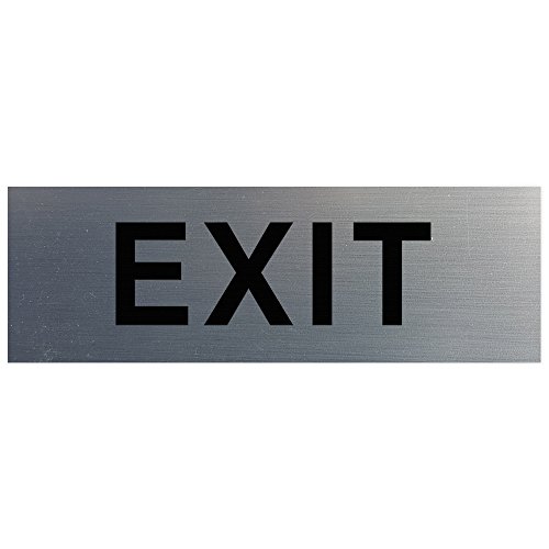 Image of All Quality Basic Exit Wall or Door Sign - Simple & Clear To Ensure Safety | Easy to Install - Silver - Small (2 Pack)