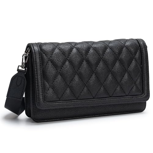 Alldaily Quilted Small Crossbody Bag for Women, Wallet Purse with Card Slots & Phone Holder