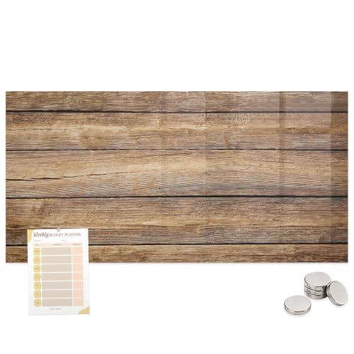 Cristal templado en mural de pared magnético con madera para notas de diseño