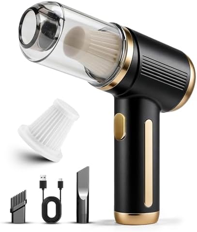 Mini Car Vacuum with Brushless Motor, Handheld Wireless Handheld Vacuum, Car Vacuum Cleaner Cordless for Car Detailing, Pet Hair and Home (Black)