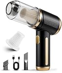 Mini Car Vacuum with Brushless Motor, Handheld Wireless Handheld Vacuum, Car Vacuum Cleaner Cordless for Car Detailing, Pet Hair and Home (Black)