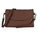 Befen Full Grain Leather Wristlet Clutch Crossbody Phone Wallet, Mini Cross Body Purse with Shoulder Strap / Wrist Strap / Card Slots - Brown