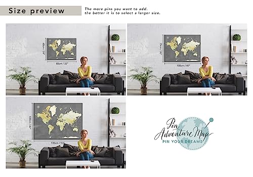 World Map With Push Pins On Canvas | Premium Push Pin World Map | Travel Map With Pins World Personalized | 24 X 32 #TOP5