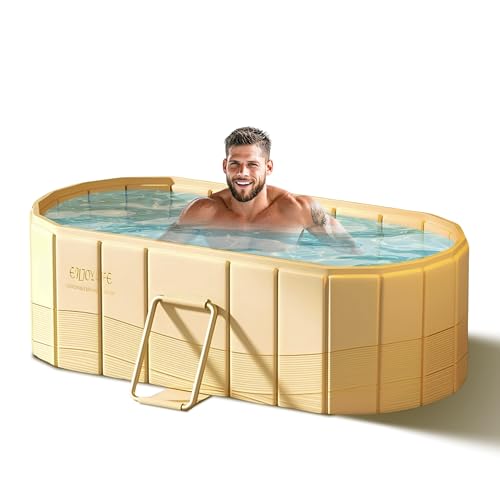 Image of Bathremedy Bath Tub for Adult for Bathroom, Foldable Tub for Home Use with Drainage Hole, Thickened Insulated Ice Bath Tub, Inflatable BathTub for Adults, Ice BathTub for Adults (Big Yellow)