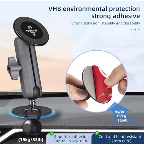 FANAUE SC-03T9 Car Mount Compatible with RAM Mount B Size Ball Head, Magnetic Phone Holder for Dashboard, Windshield & Other Car Accessories - 4.7 to 7.5 inch Smartphones - Image 4