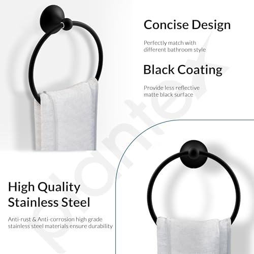 Image of Plantex Towel Ring for Bathroom /Stainless Steel Towel Holder /Round Napkin Ring /Towel Stand for Bathroom /Bathroom Accessories - Pack of 1 (Black)