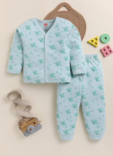 Image of LuvLap Baby Boys & Girls Regular Fit 100% Cotton Half Sleeves Jhabla & Shorts Set Pack of 2