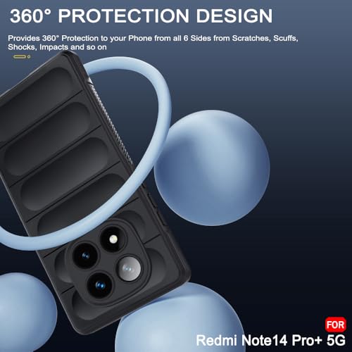Image of TheGiftKart Liquid Silicon Back Cover Case for Mi Redmi Note 14 Pro Plus 5G | Shockproof Military Grade Protection | Micro-Fibre Cloth On Inner Side | Built-in Anti-Slip Grip Back Cover (TPU, Black)