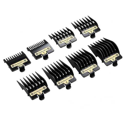 8PCS Clipper Guards for BaBylissPRO Barberology FX870 FX880 FX825 and FX673 Clippers Trimmer Replacement Guards for Babyliss Clippers Black