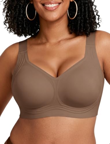 Image of Jelly Bras for Women Plus Size Minimizer No Underwire Supportive Full Coverage Wider Straps Seamless Tshirt Bra