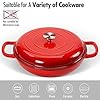 COOKWIN Cast Iron Casserole Braiser, 3.8 Quart Enameled Cast Iron Pan,Heavy Duty Skillet with Lid and Dual Handles,Porcelain Surface Casserole Dish, Dutch Oven Gifts for Family,Red #3