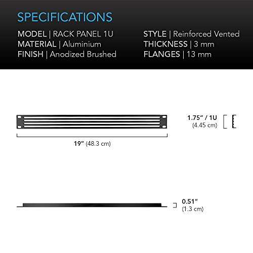 AC Infinity Rack Panel Accessory Vent 1U Space for 19" Rackmount, Premium Aluminum Build and Anodized Finish - Thumbnail 5