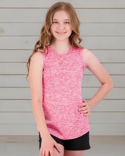 Image of Real Essentials 4 Pack: Girls' Dry-Fit Active Tank Top - Gym Running Workout Athletic Shirt for Kids Teens Youth