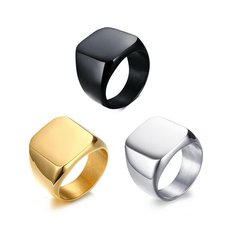 PS CREATION Stainless Steel Square Smooth Face Ring Wedding Band for Men Women 3 Pcs Gold, Black and Silver (B0BNDQ2WJ2) Amazon Price History, Amazon Price Tracker