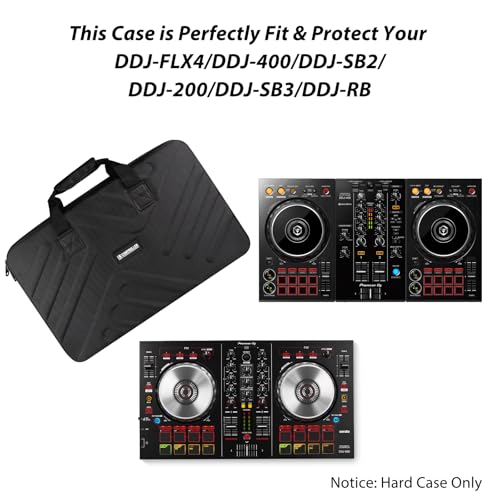Image of DJ Case - 20.8 inchx14.5 inchx3.5 inch - Fits Pioneer DJ Controller DDJ-FLX4 /DDJ-400 /DDJ-SB2 /DDJ-200 /DDJ-SB3 /DDJ-RB - Hard Shell Traveling Case - EVA Protection - For DJ Equipment