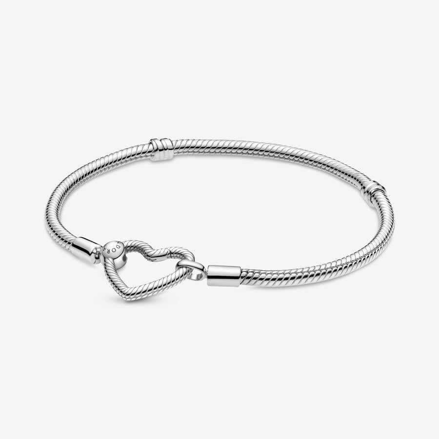 Pandora Moments Heart Clasp Snake Chain Bracelet - Charm Bracelet for Women - Compatible Moments Charms - Gift for Her - Sterling Silver - With Gift Box - Image 2