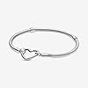 PANDORA Moments Heart Clasp Snake Chain Bracelet - Charm Bracelet for Women - Compatible Moments Charms - Gift for Her - Sterling Silver - With Gift Box - 7.5" #1