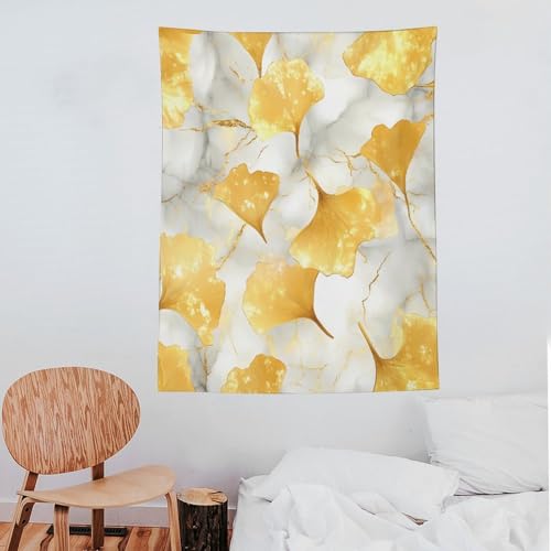 Tapiz colgante vertical de ginkgo, decoración de pared estética efecto mármol 7