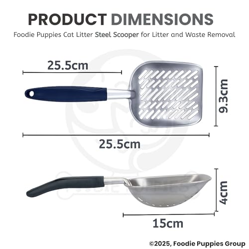 Image of Foodie Puppies Cat Litter Poop Steel Scooper | Easy to Scoop, Comfortable Grip Handle | Scoop Cum Shovel Suitable for Cats, and Kittens, Cleaning Tool for Cat Sand and Waste Removal
