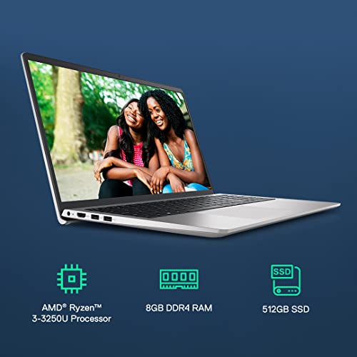 Image of DELL Inspiron Windows 3515 Laptop, AMD Ryzen3-3250U, Win11 + Office' 21, 8GB GDDR4, 512GB SSD, 15.6 inch (39.62Cms) FHD AG, Platinum Silver - D560795WIN9S, 1.8Kgs