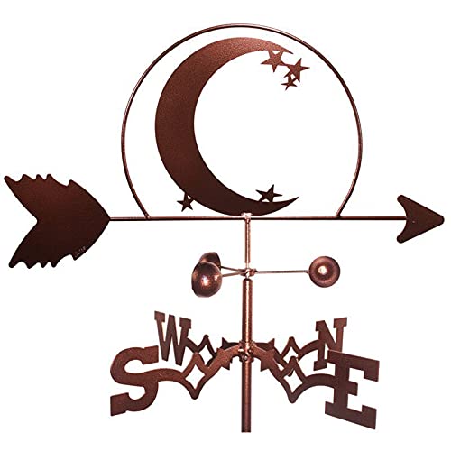 Laumoe Exquisite Metal Weather Vane Ornament Moon Stars Weather Vane For Garden Weathervane In Outdoor Farm Weathervane With Roof Mount, Wind Direction Indicato Decorations Gift For Yard Garden #TOP7